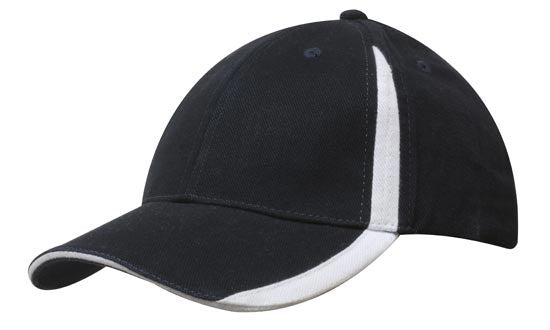 6 Panel BHC Cap with Inserts On Peak & Crown - Custom Embroidered - Navy With White