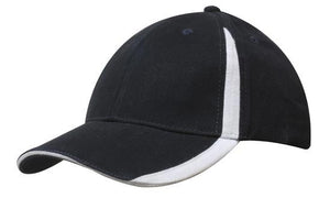 6 Panel BHC Cap with Inserts On Peak & Crown - Custom Embroidered - Navy With White