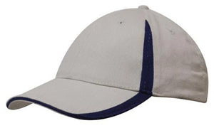 6 Panel BHC Cap with Inserts On Peak & Crown - Stone With Navy