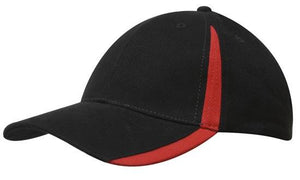6 Panel BHC Cap with Inserts On Peak & Crown - Black With Red