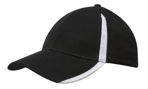 6 Panel BHC Cap with Inserts On Peak & Crown - Custom Embroidered - Black With White