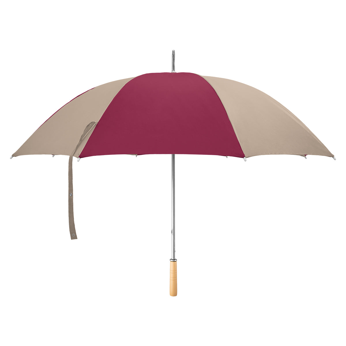 60" Arc Golf Umbrella - Khaki With Maroon
