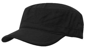 Brushed Sports Twill Military Cap - Black