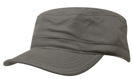 Brushed Sports Twill Military Cap - Custom Embroidered - Khaki