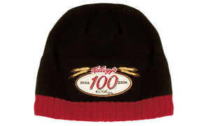 Cable Knit Contrast Beanie - Black With Red