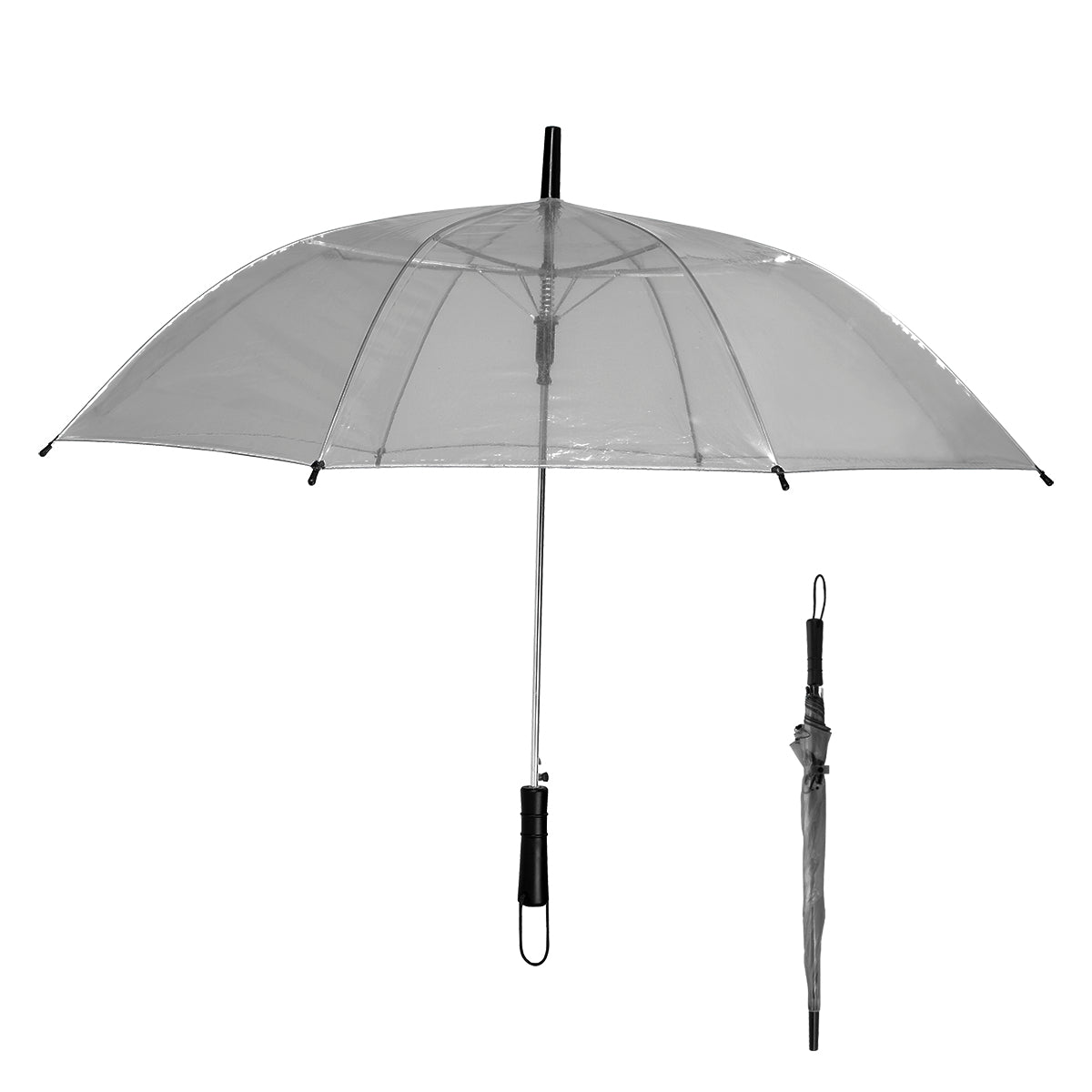 46" Arc Clear Umbrella - Tran Graphite Gray