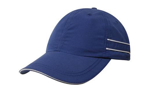 Microfibre Sports Cap Piping-Sand - Custom Embroidered - Royal With White