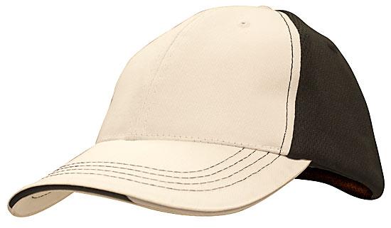 6 Panel Cool Mesh Trucker Cap with Sandwich - Custom Embroidered - White With Black