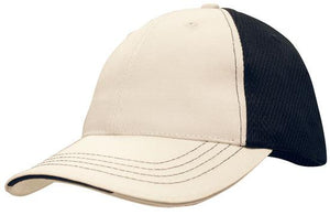 6 Panel Cool Mesh Trucker Cap with Sandwich - Custom Embroidered - White With Navy