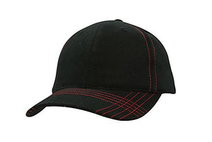 6 Onl BHC Cap with Contrast Stitching - Black With Red