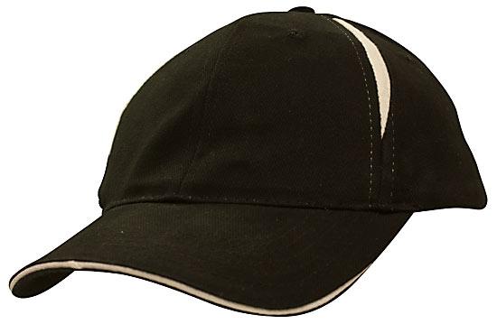 6 Panel BHC Cap with Crown Inserts-Sandwich - Custom Embroidered - Navy With White