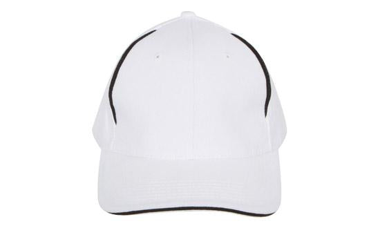 6 Panel BHC Cap with Crown Inserts-Sandwich - White With Black