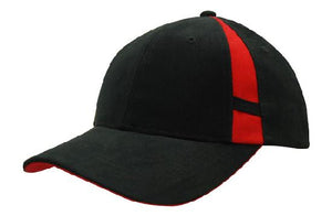 6 Panel Hbc Cap with Crown Inserts - Black With Red