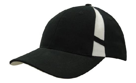 6 Panel Hbc Cap with Crown Inserts - Custom Embroidered - Black With White