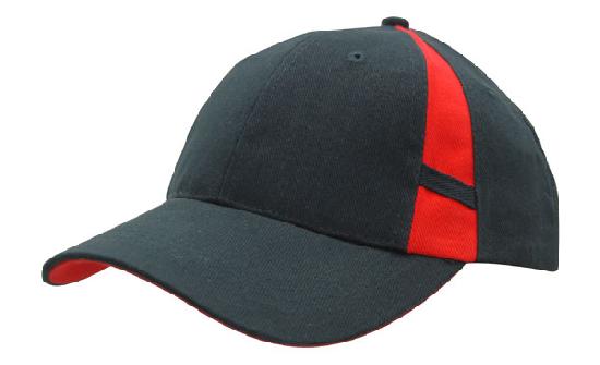 6 Panel Hbc Cap with Crown Inserts - Custom Embroidered - Navy With Red