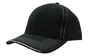 6 Panel BHC Cap with Contrast Sts & Sandwich - Custom Embroidered - Navy With White