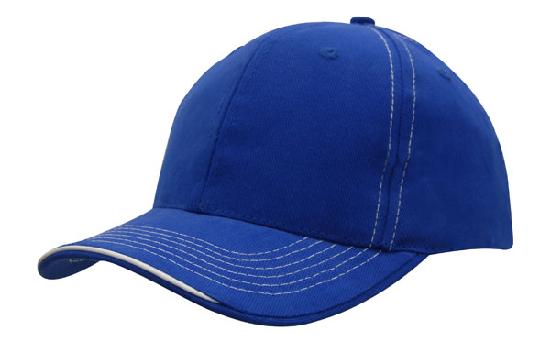 6 Panel BHC Cap with Contrast Sts & Sandwich - Custom Embroidered - Royal With White