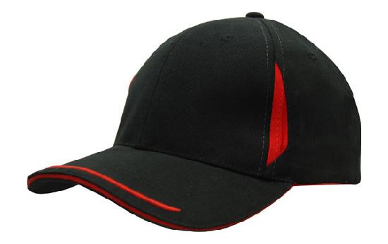 6 Panel BHC Cap Crown Insert & Sandwich - Black With Red
