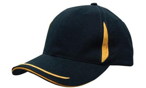 6 Panel BHC Cap Crown Insert & Sandwich - Black With Gold