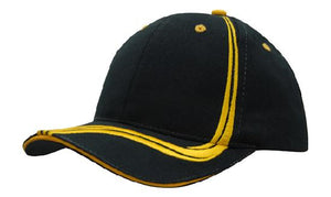 6 Panel BHC Cap Sand & Embroidered Lines - Navy With Gold