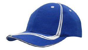 6 Panel BHC Cap Sand & Embroidered Lines - Royal With White