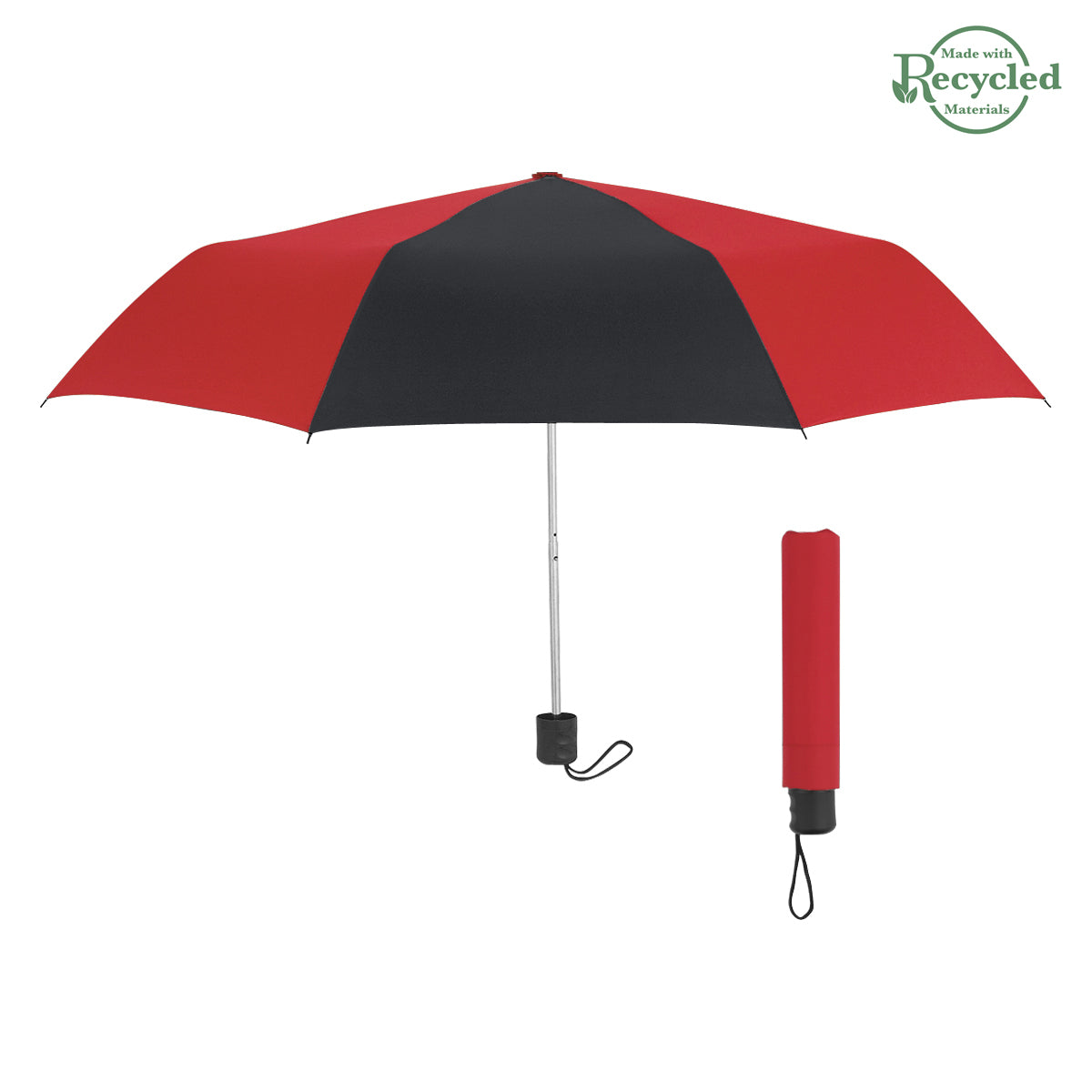 42" Arc Budget Telescopic Umbrella - Red With Black