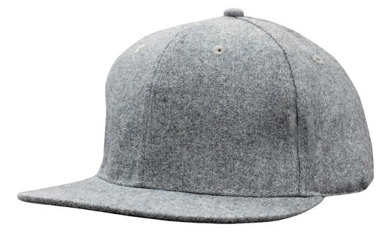 6 Panel Grey Marble Flannel Flat Peak Cap - Gray