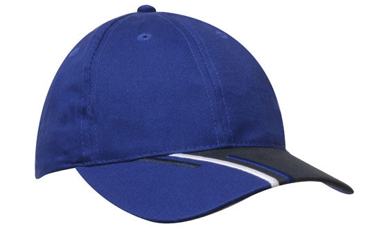 6 Panel Brushed Cotton Cap 3 Colour Peak - Custom Embroidered