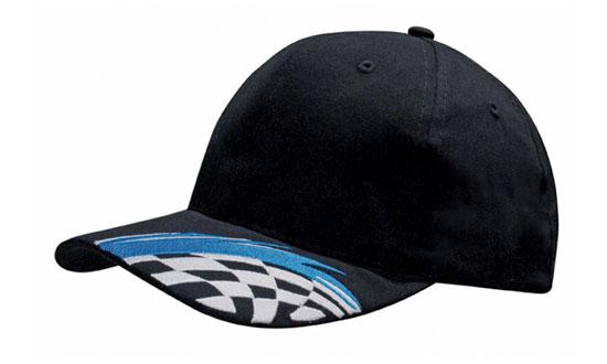 6 Panel Brush Cotton Cap Swoosh-Checks - Black/Blue/White