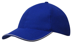 6 Panel Double Pique Mesh Cap with Sandwich - Custom Embroidered