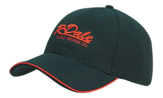 6 Panel Double Pique Mesh Cap with Sandwich