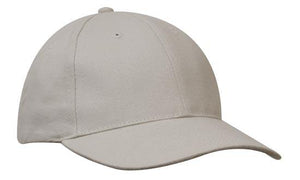 6 Panel Premium Brushed Cotton Cap - Custom Embroidered - Stone