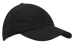 6 Panel Semi-Structured Tactel Cap - Black