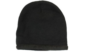 Acrylic-Polar Fleece Lined Beanie - Black