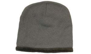 Acrylic-Polar Fleece Lined Beanie - Charcoal With Black