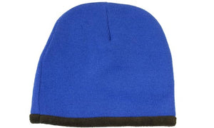 Acrylic-Polar Fleece Lined Beanie - Royal With Black