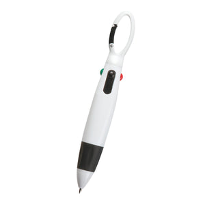 Quatro Carabiner Pen - White With Black