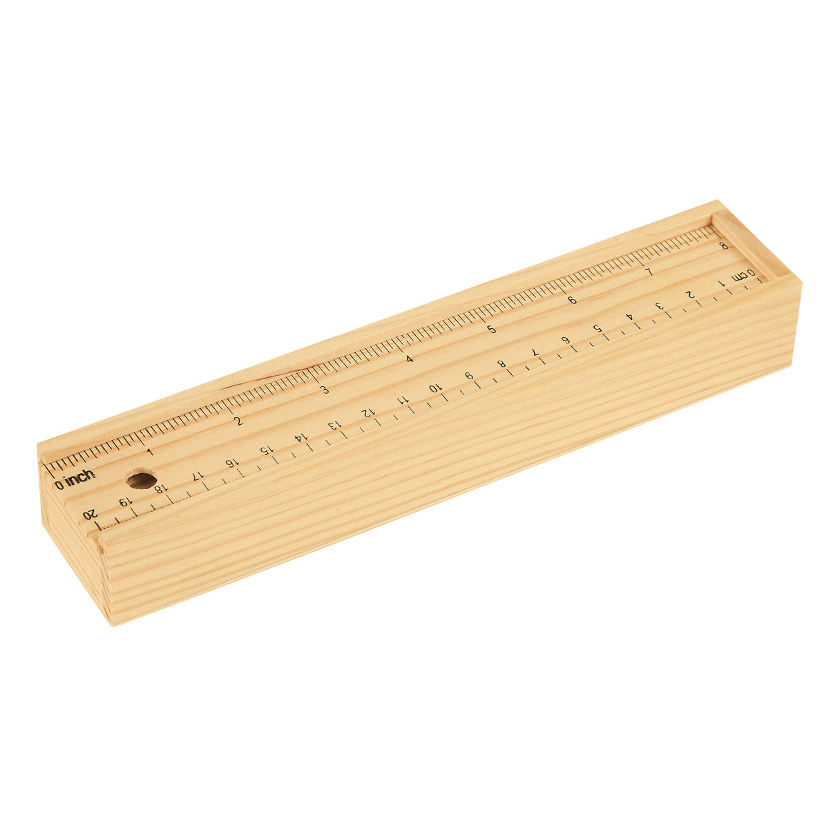 12- Piece Colored Pencil Set In Wooden Ruler Box - Natural