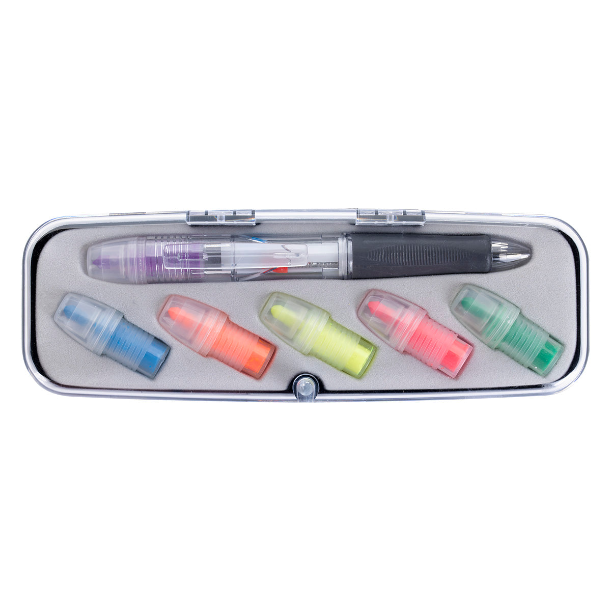 Tri-Color Pen and Highlighter Set - Black With Clear