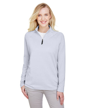 CrownLux Performance® Ladies' Clubhouse Micro-Stripe Quarter-Zip - Navy