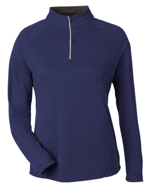 Ladies' Origin Performance Pique Quarter-Zip - Clasc Navy/Crbn