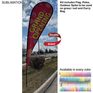 16' X-Large Tear Drop Flag Kit, Full Color Graphics, Outdoor Spike base and Bag Included