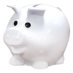 Mini Plastic Piggy Bank - White