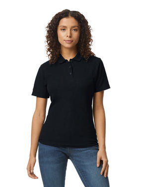 Ladies' Softstyle Double Pique Polo - Black