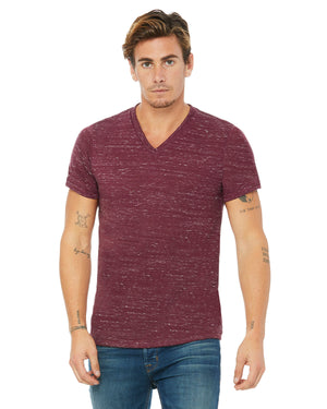 Unisex Textured Jersey V-Neck T-Shirt - Maroon Marble