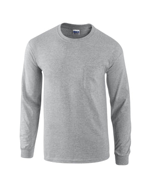 Adult Ultra Cotton® Long-Sleeve Pocket T-Shirt - Sport Grey