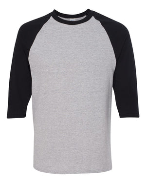 Gildan Adult Heavy Cotton™ Three-Quarter Raglan Sleeve T-Shirt - Sport Grey/ Black
