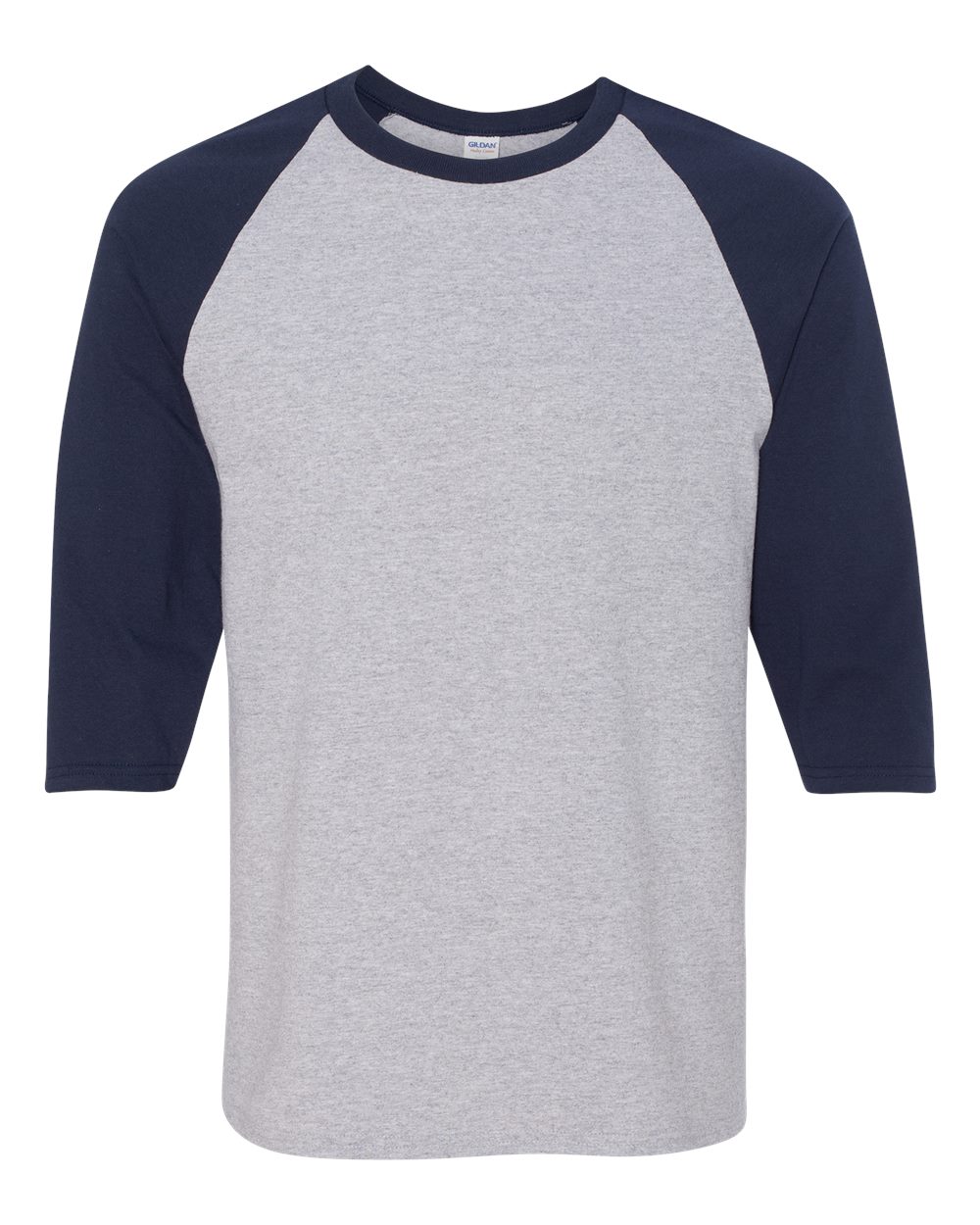 Gildan Adult Heavy Cotton™ Three-Quarter Raglan Sleeve T-Shirt - Sport Grey/ Navy