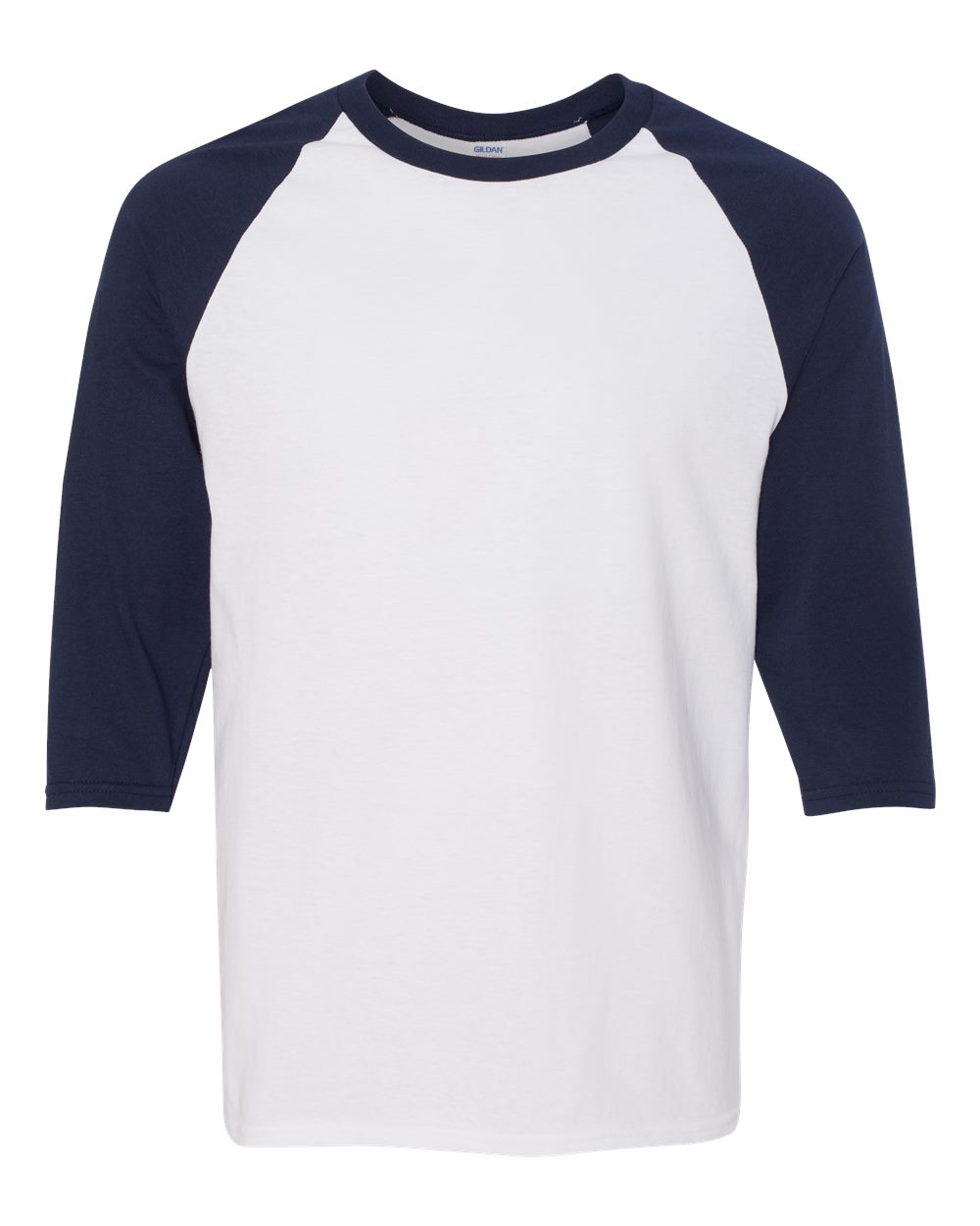 Gildan Adult Heavy Cotton™ Three-Quarter Raglan Sleeve T-Shirt - White/ Navy
