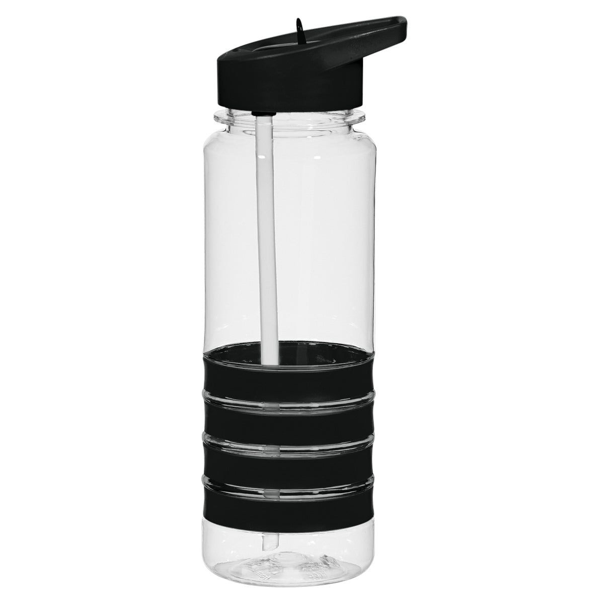 24 Oz. Banded Gripper Bottle - Clear With Black